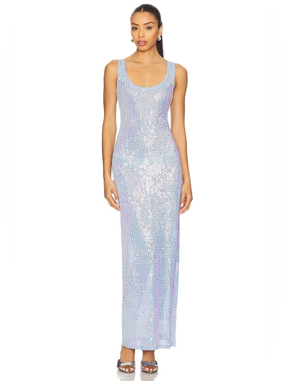 Lovers + Friends Katrine Maxi Dress in Light Blue Sequin M